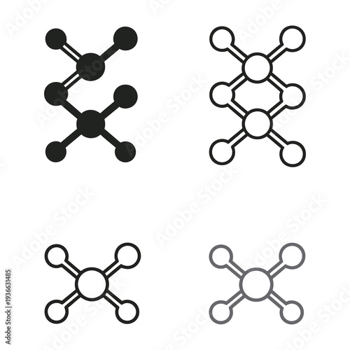 Molecularstructureiconssetwithdifferentstylesandcolorsonwhitebackground icon