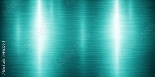 Abstract of a lustrous teal brushed metal background, where streaks of radiant light gracefully dance, creating a visually compelling display.