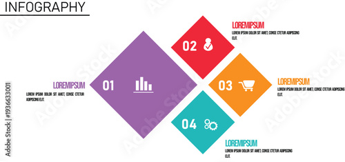 Modern four infographic vector options business template icons
