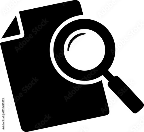 document with magnifying glass icon on transparent background for web and graphic design