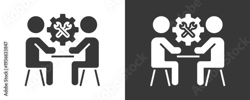 Consulting Service Icon Set Vector Collection Isolated In Black And White