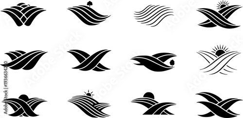 smooth continuous curve hill landscape for web and graphic design