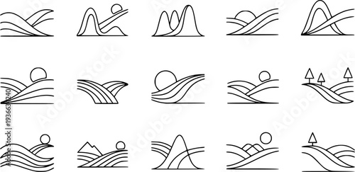 smooth continuous curve hill landscape for web and graphic design