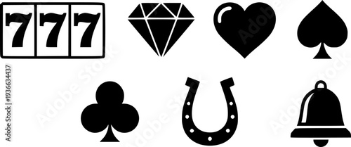 Lucky 7 icons set simple vector. Casino slot