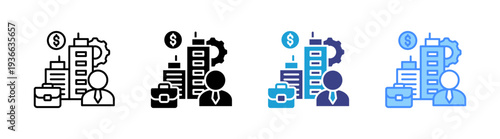 Business Center icon set multiple style collection