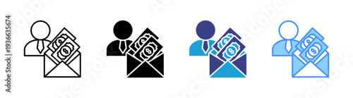 Salary icon set multiple style collection