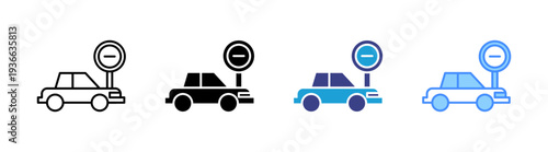 Parking icon set multiple style collection