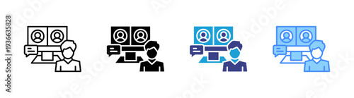 Online Meeting icon set multiple style collection