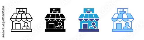 Café icon set multiple style collection
