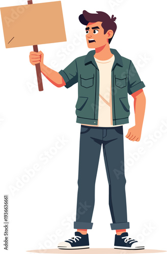 uomo che protesta manifestazione riunione politica azione vettoriale