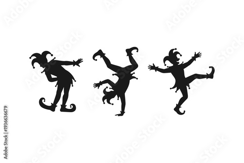 court jester silhouette pose set