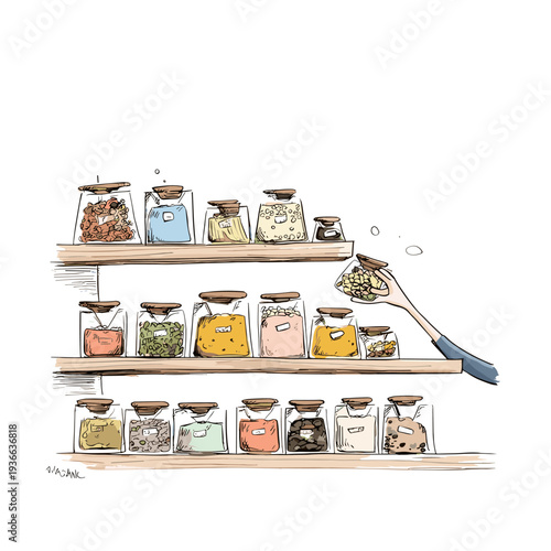 Minimalist Organized Pantry Container Arrangement