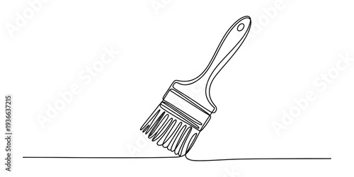 Single Line Drawing of a Paintbrush on a Flat Surface, Artistic Minimalist Illustration for Creative Projects and Design
