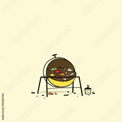 Minimalist Rotating Compost Tumbler Bin