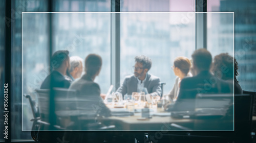 Wallpaper Mural Blurred corporate meeting presentation with a white overlay Torontodigital.ca