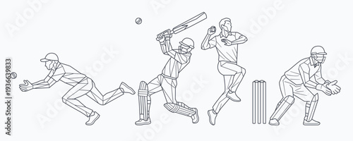 Line design cricket player