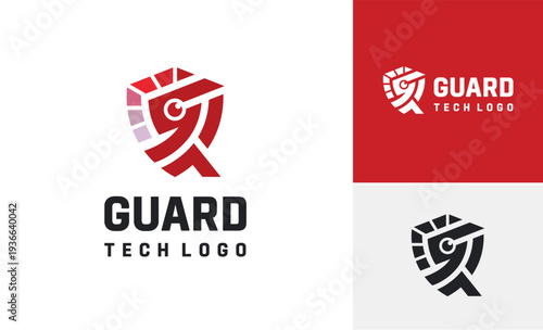 Letter S Q technology optic guard defense symbol logo design, Creative strong firewall protect network vector design