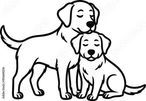 Vector illustration of 2 labrador dogs