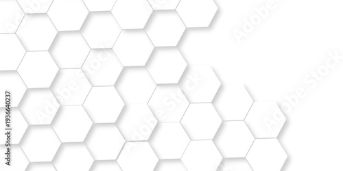 White abstract hexagonal paper background. Luxury White grid Pattern. Futuristic emboss honeycomb mosaic white background. geometric mesh cell texture. modern futuristic wallpaper.