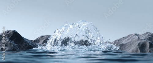 Panel kuchenny z motywem Natural water dances down from a mountain spring into a sparkling clear stream