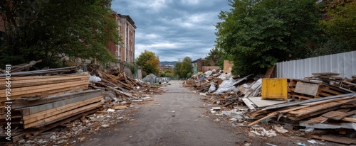 Wallpaper Mural Urban backstreet filled with debris evokes neglect and forgotten potential in the midst of chaos Torontodigital.ca