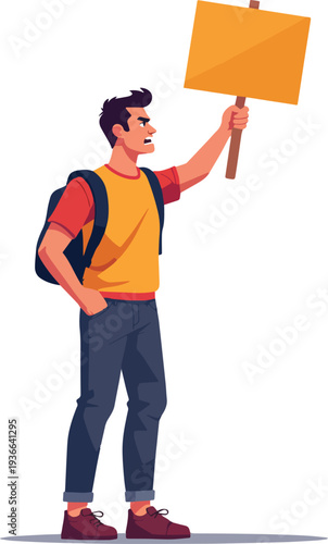 uomo che protesta manifestazione riunione politica azione vettoriale