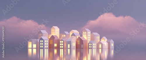 Panel kuchenny z motywem calm city streets shimmer like stars under a cozy evening sky