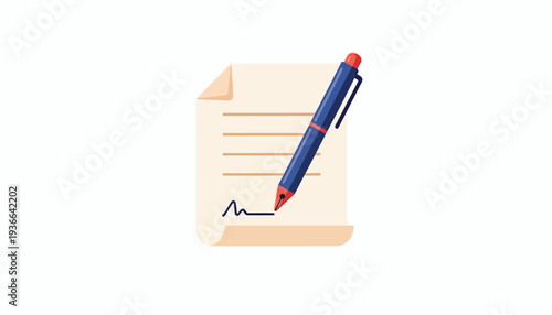 A pen writing on a piece of paper illustration.