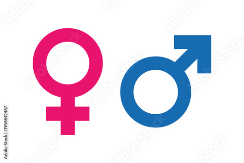 Gender Icon Vector Male and Female Signs, Minimalist Design on White Background