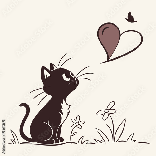 Cat and Heart Minimal Symbol 1