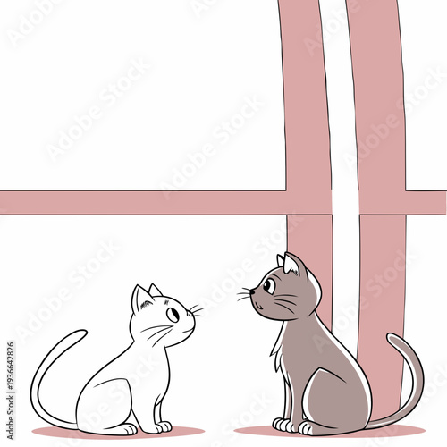 Minimal Twin Cats Poster Layout