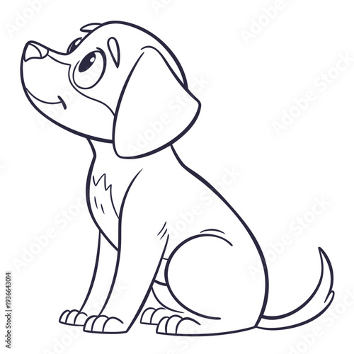 Calm Sitting Puppy Outline