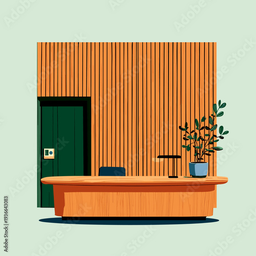 Minimal Home Office With Slatted Acoustic Panel