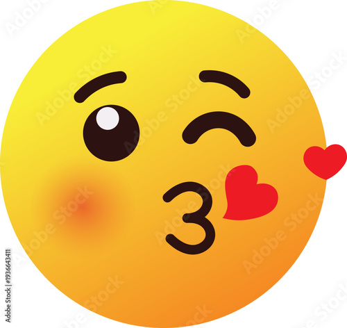 blowing kiss emoji illustration on transparent background 
