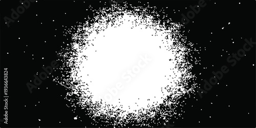 Black ink splat abstract design with a grunge paint texture and a splash border illustration on a white wallpaper background