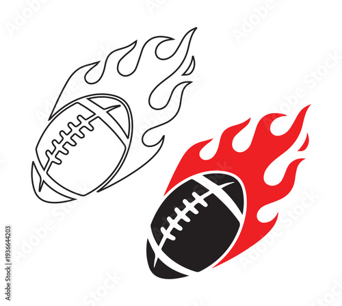 American footballs depicted with flames showcasing speed and intensity