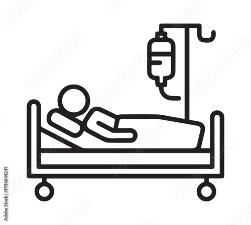 Patient lying in hospital bed with an iv drip connected