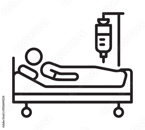 Patient lying in a hospital bed receiving an intravenous drip