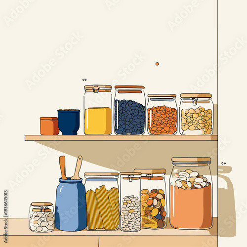 Modern Pantry Shelf with Organized Containers