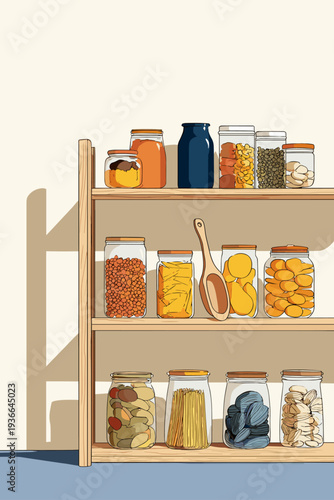 Modern Pantry Shelf with Organized Containers
