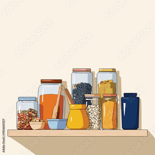 Modern Pantry Shelf with Organized Containers