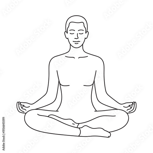 Simple line drawing of a man meditating in a lotus position