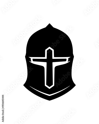 Vector knight helmet icon with cross