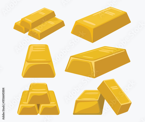 Gold Bars Illustration Vector Flat Style for Banking, Finance, and Wealth Concept