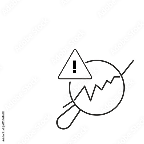 Data Science Anomaly Detection Line Icon – AI Outlier Analytics, Magnifying Glass with Warning and Data Chart Vector Outline Data Science 
