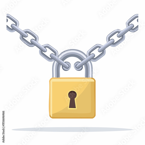 Illustrated padlock secured by a chain, representing security and protection.