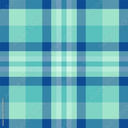 Royalty tartan seamless fabric, pretty plaid pattern textile. Direct check vector texture background in light and teal colors.