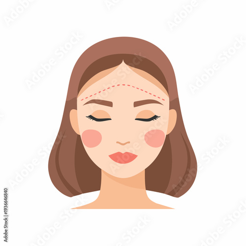 Woman's face with dotted lines, cosmetic procedure concept.