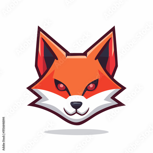 Cartoon fox head emblem, stylized illustration of a sly animal face