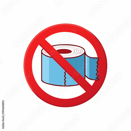 Illustration of a no toilet paper symbol, a ban on buying toilet paper or a shortage